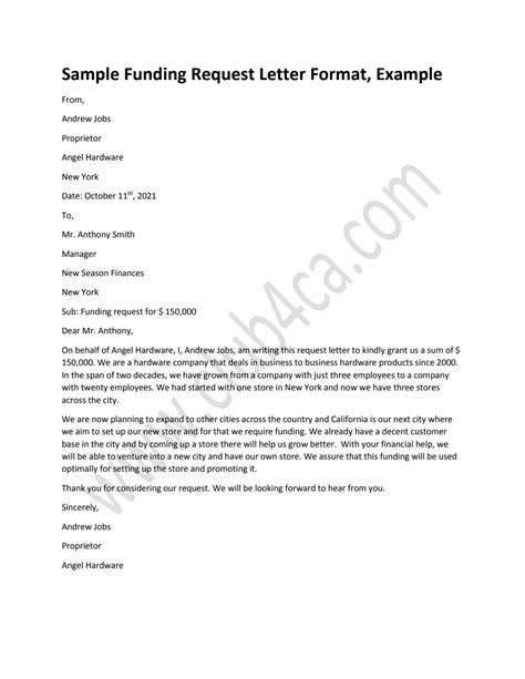 sample funding request letter format funding letter   ca club