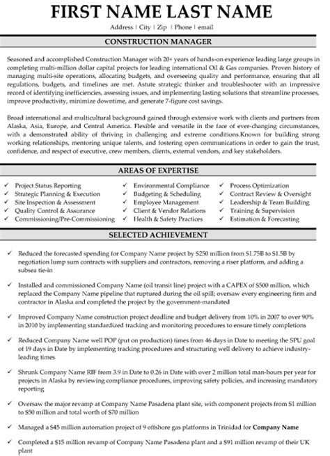 construction project manager resume   construction project