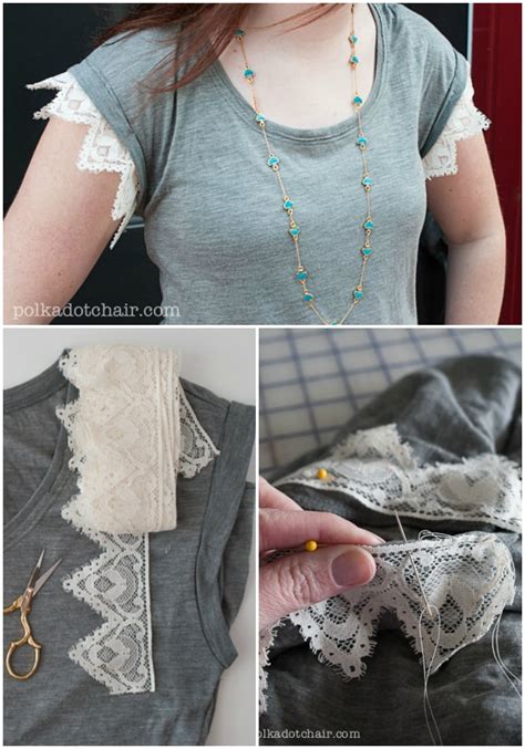 Fashion Diy Ideas How To Add Lace To T Shirt Sleeves