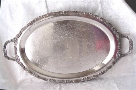 large oval vintage silverplate silver plate serving tray
