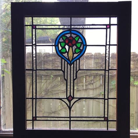 Old Chicago Stained Glass Window Panel Replica 1920s Arts And Crafts