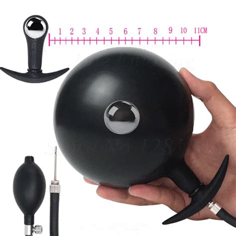 inflatable huge anal butt plug with metal ball big anal dilator
