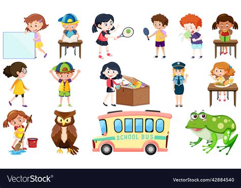 set   cute kids  objects royalty  vector