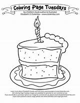 Cake Coloring Birthday Pages Piece Dulemba Color Tuesday Happy Draw Num Ymlp Hint Food sketch template