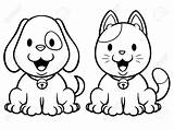 Cat Dog Coloring Pages Dogs Cats Print Drawing Cartoon Outline Clipart Colouring Draw Printable Drawings Getdrawings Pes Color Omalovánky Simple sketch template