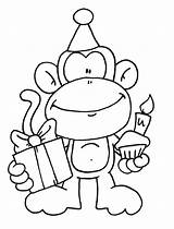 Coloring Birthday Monkey Happy Stamps Digital Freebie Digi Pages Animals Twist Clipart Colouring Choose Board sketch template