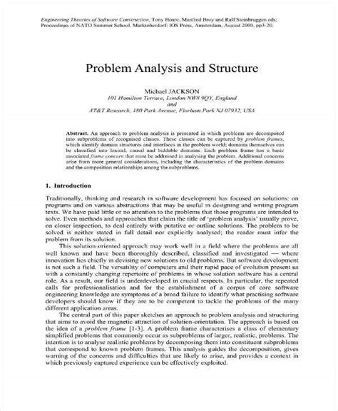 problem analysis templates