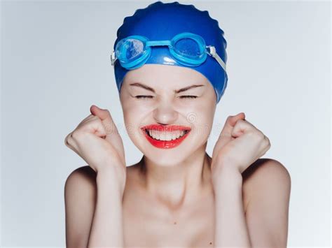 Woman Athlete In A Swimming Cap Background Stock Image Image Of Adult