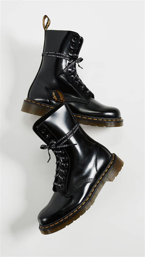 marc jacobs dr martens  leather lace  boots  black lyst