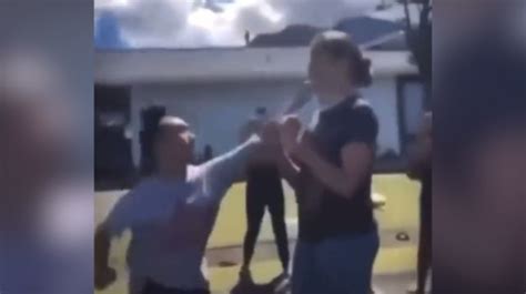 Tall Chick Gets Dropped Then Gets Her Face Pounded