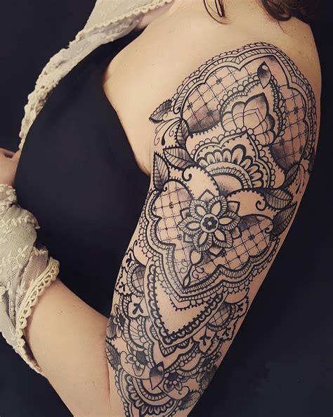 Lace Tattoo Ideas © Tattoo Artist Alex Labeguerie 💖💖💖💖💖 Lace Shoulder