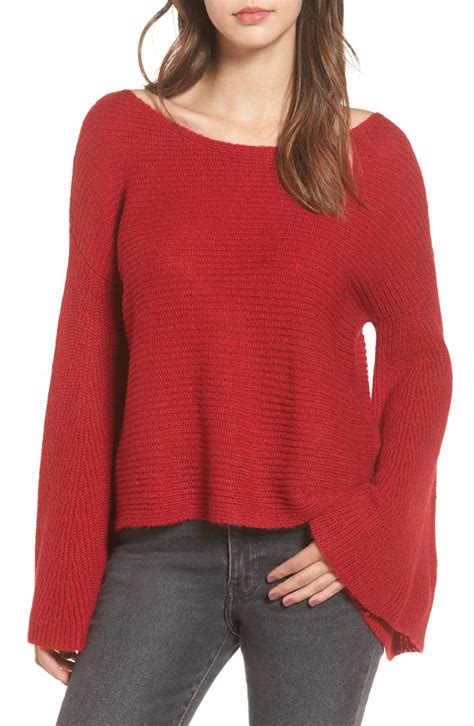 red bell sleeve sweater flare sleeve sweater sweater trends chic