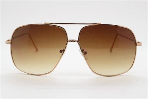 Y2k Vintage Brown Square Aviator Sunglasses Rose Gold Double Etsy