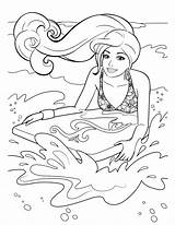 Barbie Coloring Pages Beach Bing Colouring Color Kids Drawings sketch template