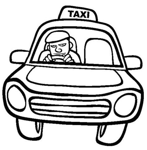 taxi driver driving car coloring pages  place  color cars