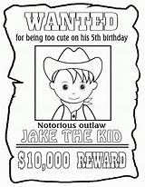 Wanted Poster Kids Coloring Printable Cowboy Posters Birthday Drawing Personalized Party Pages Childrens Color Etsy Cowgirl Kid Favor Getdrawings Choose sketch template