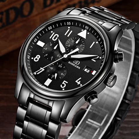 black military mechanical watches men function  automatic full steel mens watches