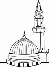 Masjid Drawing Coloring Outline Mosque Sketch Kaaba Kids Islamic Nabawi Nabvi Pages Mecca Drawings Mosques Sketches Islam Template Outlines Worksheets sketch template