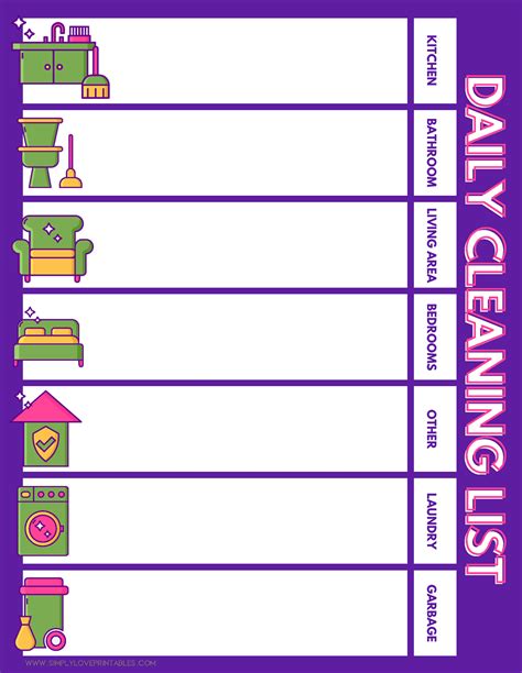 printable cleaning lists simply love printables