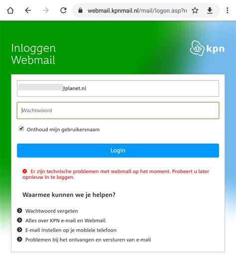 opgelost kpn webmail zegt dat wachtwoord fout  kpn community