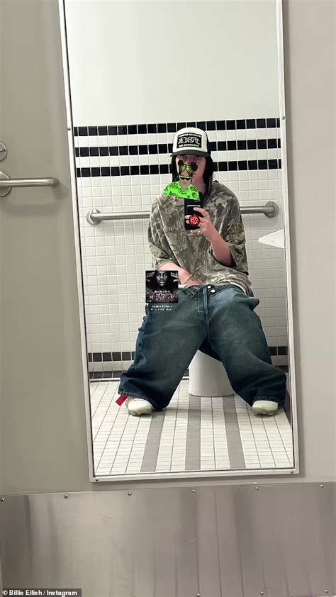 billie eilish shows   sense  humor   snaps  selfie   pants