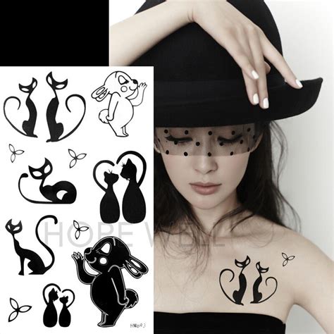 1 pcs black sex products cat rabbit harajuku totem temporary tattoo