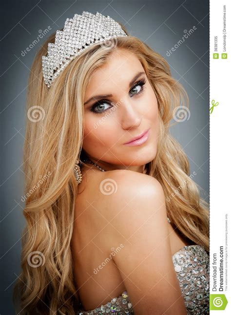 Portrait Of Beauty Queen Wearing Tiara Royalty Free Stock