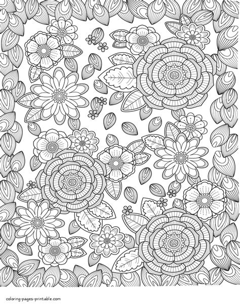 adult difficult coloring page flowers coloring pages printablecom
