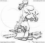 Throbbing Cartoon Repair Man Thumb Toonaday Royalty Outline Illustration Rf Clip Leishman Ron 2021 sketch template