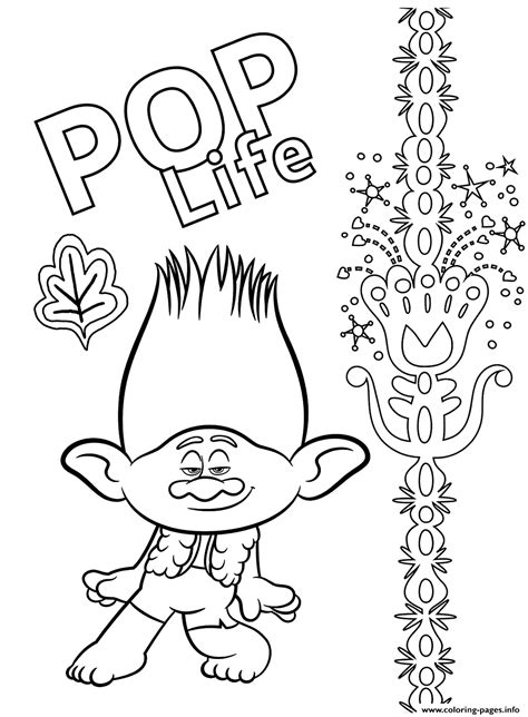 branch  trolls  coloring page printable