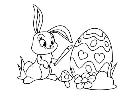 dibujo  colorear conejito de pascua  huevo de pascua dibujos