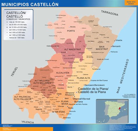 mapa municipios provincia castellon mapas murales de espana  el mundo