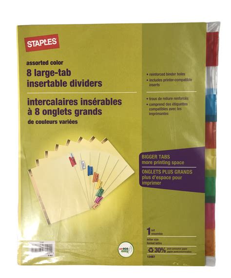 large tab insertable dividers  pack stfx store