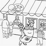 Coloring Pages Minion Kids Color Printable Clipart Drawing Eye Mall Shopping Outline Activities Minions Kindergarten Costume Colouring Summer Ice Cream sketch template