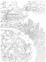Coloring Pages Country Scenes Adults Garden Gazebo Color Beautiful Book Printable Adult Colouring Dover Books Scenery Publications Dreamy Drawing Sheets sketch template