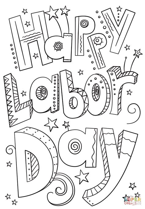 happy labor day doodle coloring page  printable coloring pages