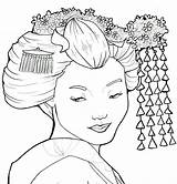 Geisha Coloring Drawing Pages Japanese Face Drawings Deviantart Line Khallion Getdrawings Oriental Getcolorings Adult Printable Color sketch template