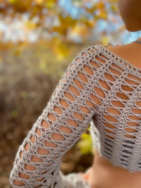 crochet lace long sleeve crop top pattern  crochet etsy
