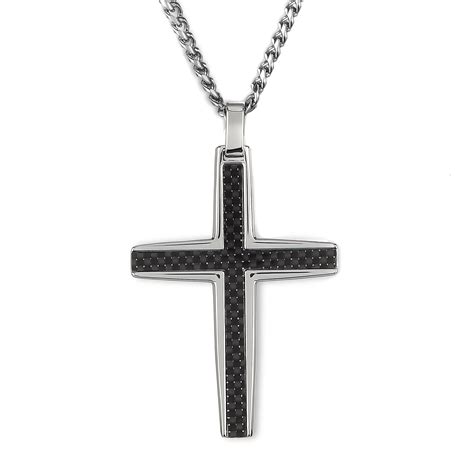 carbon fiber cross necklace etsy