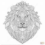 Coloring Zentangle Lion Adults Zen Pages Ethnic Adult Printable Animal Print Color Clipart Book sketch template