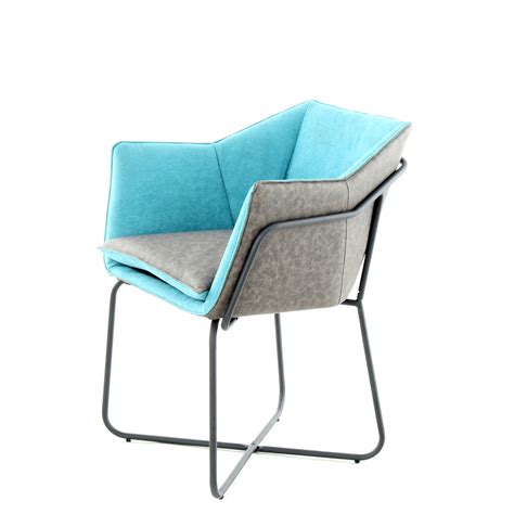 lichtblauwe design stoel met bruin leer stoelen kameraankledennl