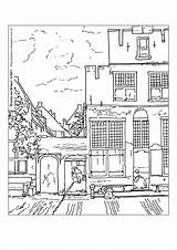 Kleurplaten Krul Straatje Delft Tekening Schilder Tekenlessen sketch template