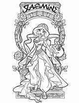 Jasmine Coloring Pages Wonder Princess Aladdin sketch template