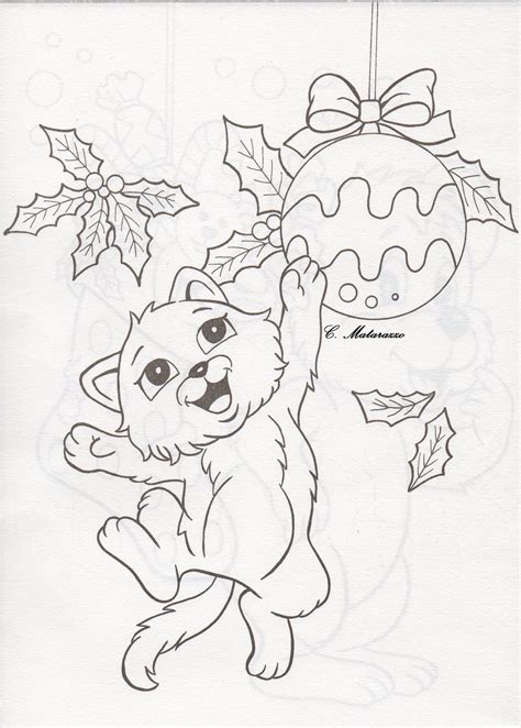 christmas cat coloring pages coloring pages