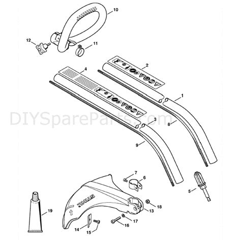 stihl fs  brushcutter fsc elz parts diagram drive tube assembly loop handle