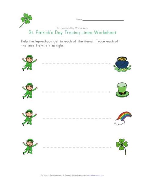 st patricks day tracing lines worksheet