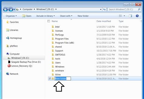 create  folder    windows  sp