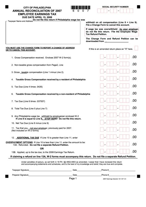 annual reconciliation   employee earnings tax form city
