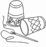 Embroidery Sewing Thimble Patterns Clipart Notions Vintage Hand Coloring Colouring Tools Drawings Line Machine Pages Templates Applique Cliparts Redwork Dorcas sketch template