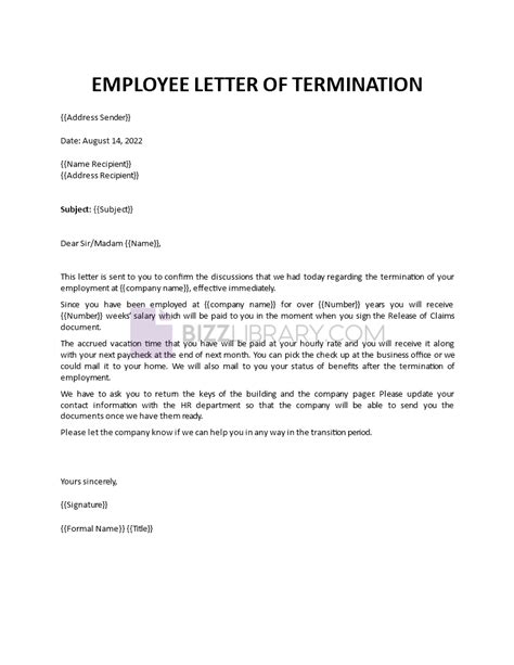 employee letter  termination